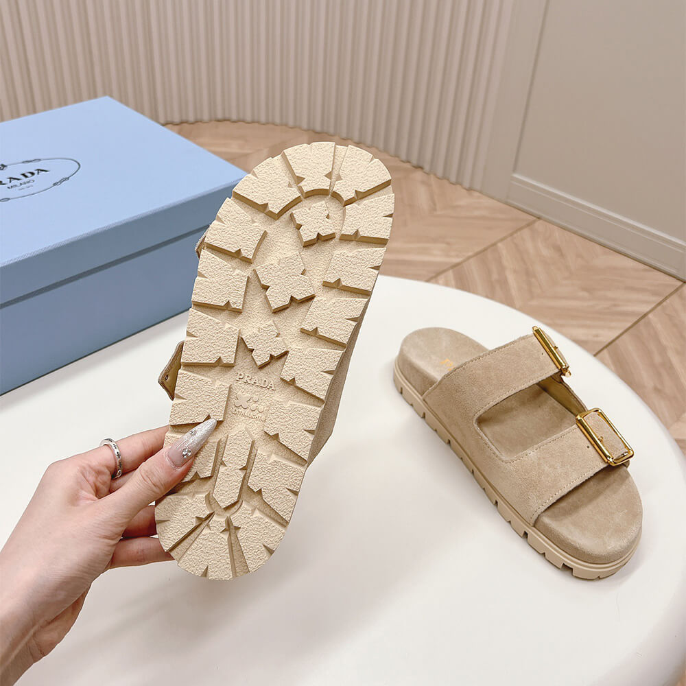 Pra*a Suede strap slides