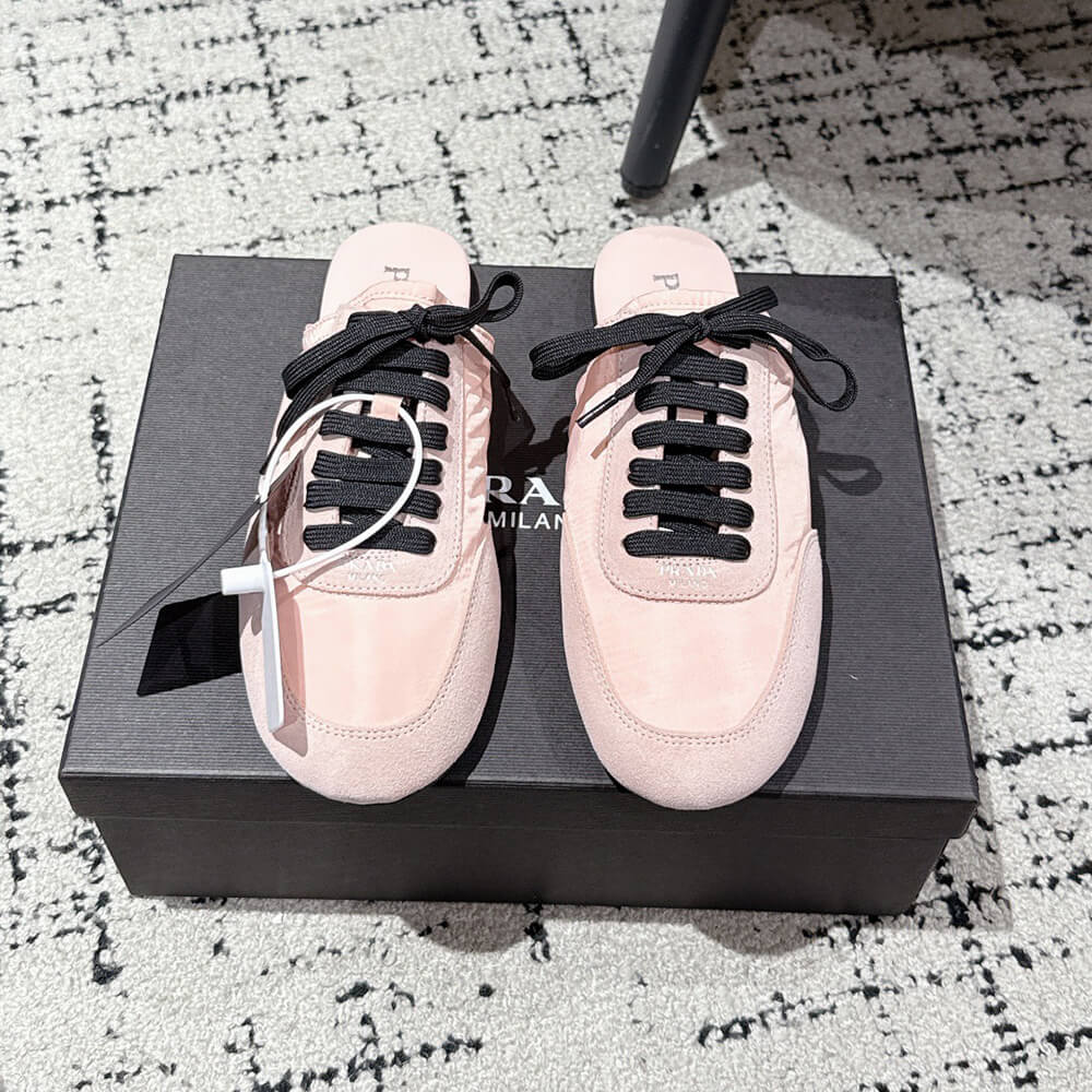 Pra*a Collapse Re-Nylon and suede mules