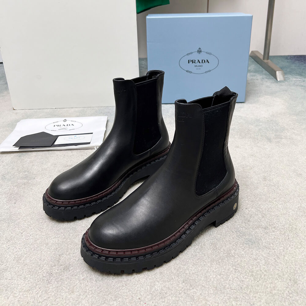 Pra*a Double Chocolate leather Chelsea boots
